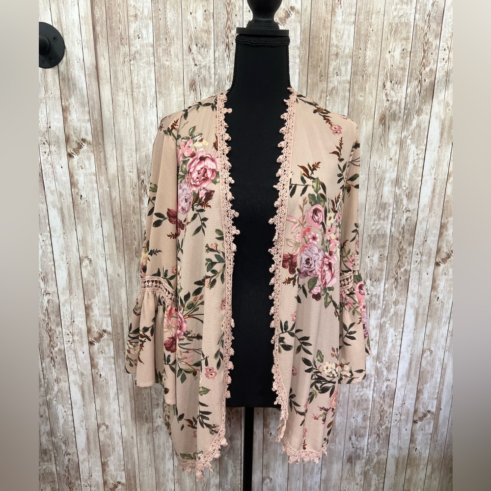 Chic Pink and‎ Cream Cardigan Kimono